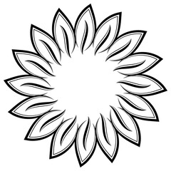 Hand drawn Floral pattern frame. Round leaf shape.