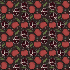 pomegranate seamless pattern on dark background
