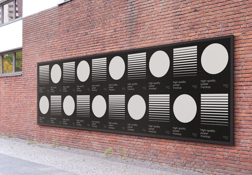 Urban Street Outdoor Posters On Brick Wall Mockup