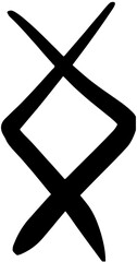 Drawn runes single letter in vector ingwaz painted rune