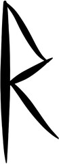 Drawn runes single letter in vector raidho painted rune