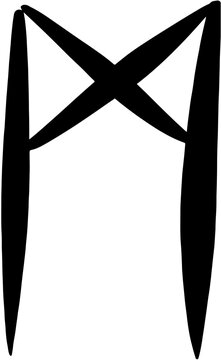 Drawn runes single letter in vector mannaz painted rune