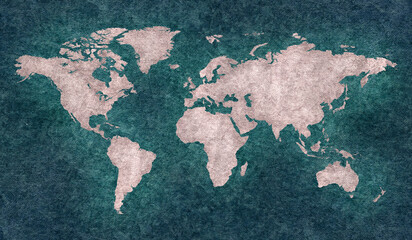 Canvas texture with world map. Grunge canvas Background