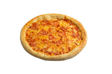 
Traditional pizza with ham. Transparent.