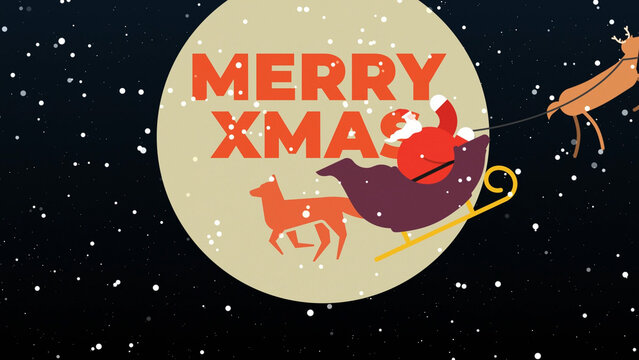 Santa Riding Reindeer Sled Logo Title