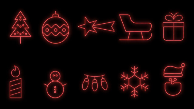 10 Christmas Neon Loop Icons Overlay 1
