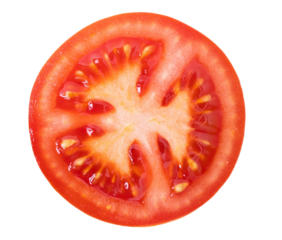 Tomato slice isolated on transparent background with PNG.