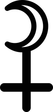 Selena astrology symbol minimal with no background.