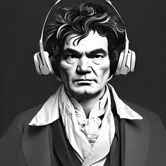 Portrait of Ludwig Van Beethoven. High quality illustration