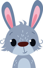 Cute funny baby rabbit portrait. Illustration for print of a nursery, clothes, postcards or clothes clipart