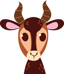 Baby Gazelle emoticon icon and symbol illustration. Childish style isolated on white background. Print for the kid s room. Baby animal zoo clipart cartoon