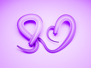 Pancreatic Cancer Awareness Month. Purple Color Ribbon making heart shape Isolated Background 3d illustration