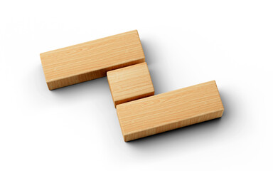 Three wooden Bar for your text, icons, sign and symbols Mock up blank wooden cubes 3d illustration