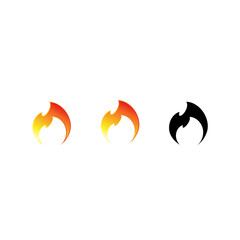 Fire logo isolated on white background, flame silhouette, icon variation.Illustration.