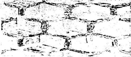 Rough, irregular texture composed of monochrome geometric elements. Overlay distressed grunge background. Abstract vector illustration. Isolated on white background. EPS10