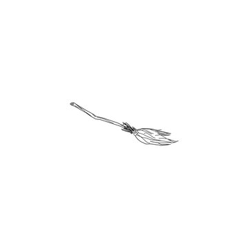 Witch broom drawing, witch's accessories on transparent Isolated on white background, illustration.