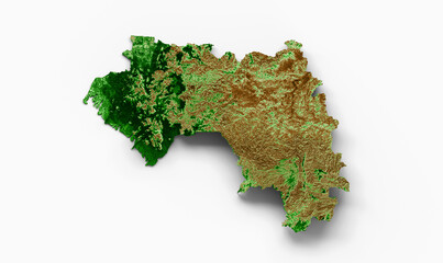 Guinea Topographic Map 3d realistic map Color 3d illustration