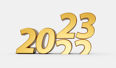 2023 Up 2022 Down new year on white background. Isolated 3D illustration