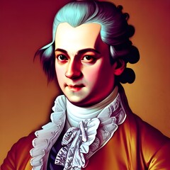 Portrait of Wolfgang Amadeus Mozart. High quality illustration - obrazy, fototapety, plakaty