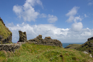 Fototapeta na wymiar Ruins in the area of Tintagel Castle, Cornwall, UK