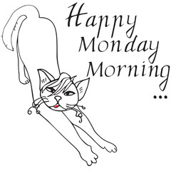 Cat happy monday morning spirit. Sketch. - 541310932