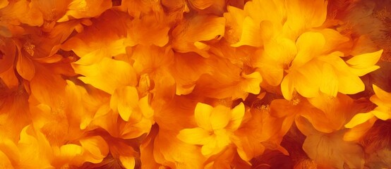 A Close Up Of A Bunch Of Yellow Flowers, Beautiful Autumn Graphic Resource Abstract Texture Background Wallpaper. For Website Header Or Web Banners. - obrazy, fototapety, plakaty