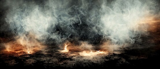 Smokes On A Black Background with Fire or Flames, Fantastic Graphic Resource Abstract Texture Wallpaper Background. .