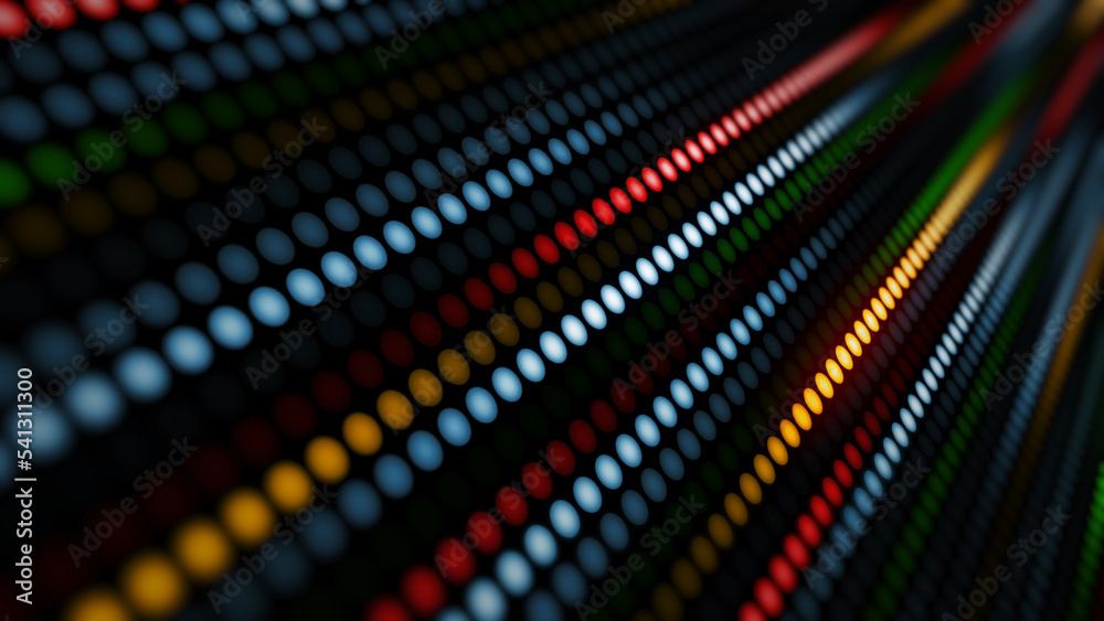 Wall mural 3d rendering of an amazing bright neon background of round lights lined up with smooth color and lig