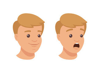 Face of Handsome Man Character Demonstrating Emotion Vector Set