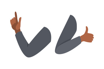 Man Character Arms with Jacket Sleeve as Constructor with Separated Body Part Vector Set