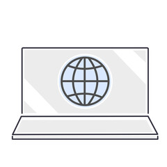 Vector illustration of a computer monitor and a globe.