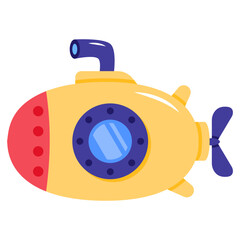 A submarine icon in flat design 