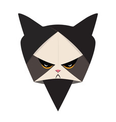 Cat's head, logo in origami style. Emblem, vector illustration, isolated on white background.