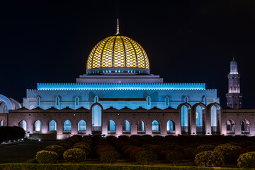 Muscat , Oman-September, 16,2022 : The Sultan Qaboos Grand Mosque is the largest mosque in Oman, located in the capital city of Muscat. 