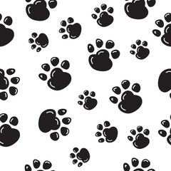 Fototapeta na wymiar Cat paw vector pattern seamless