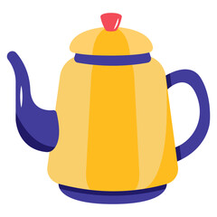 Modern flat icon design of a tea kettle 