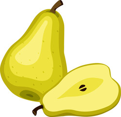 Pear and half a pear. Ripe fruit. 