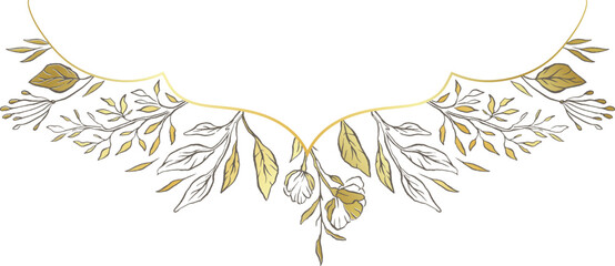 Floral divider frame wedding gold live nature beauty flowers 