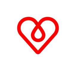 Infinity sign from the heart. Cyclic red health heart. Modern natural endless loop. Futuristic logo corporate design.