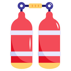 Diving cylinders for breathing, flat icon
