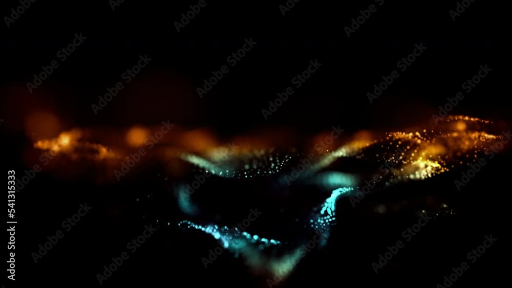 Poster particle flow futuristic animation wave of waves shapes loop