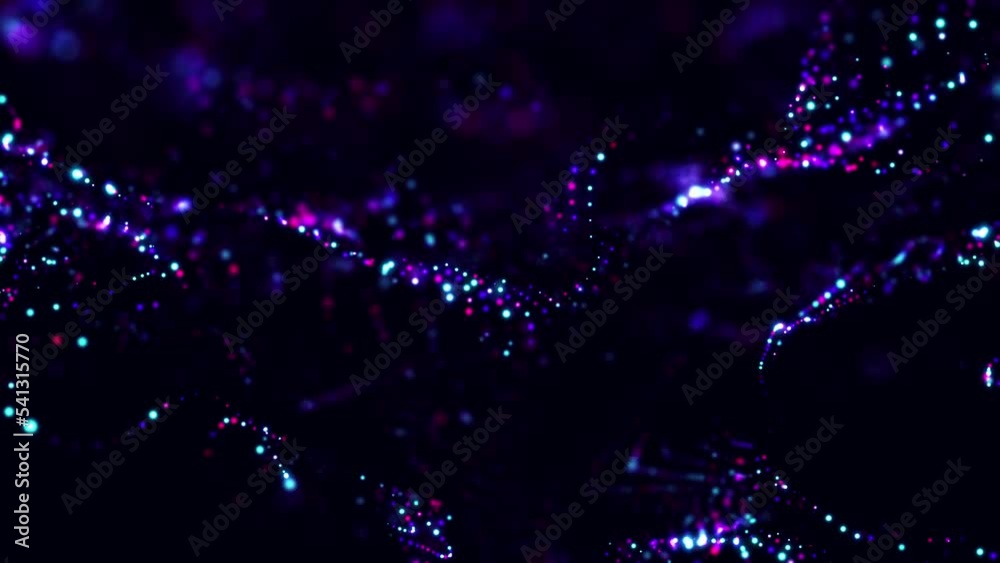 Poster particle flow futuristic animation wave of waves shapes loop