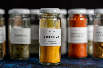 some jars with condiments.