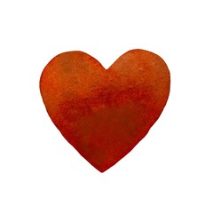 Heart dark orange hand drawn watercolor isolated