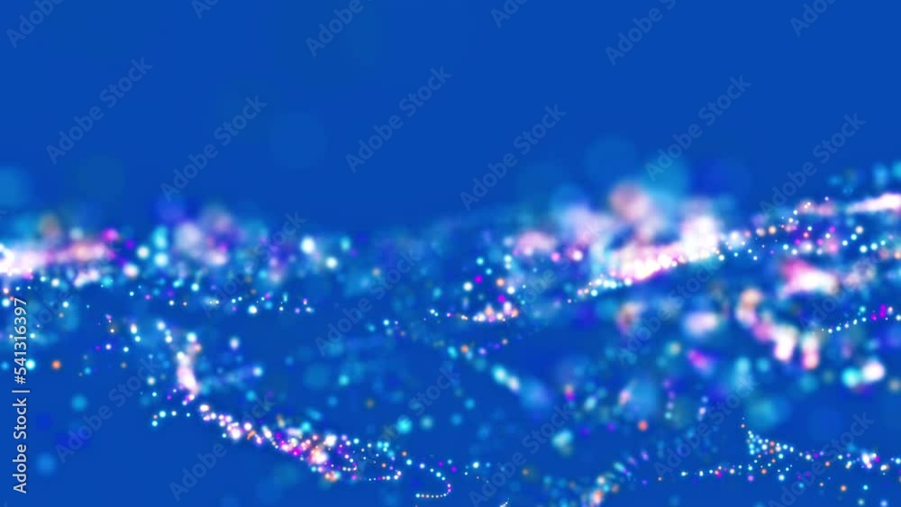 Poster particle flow futuristic animation wave of waves shapes loop