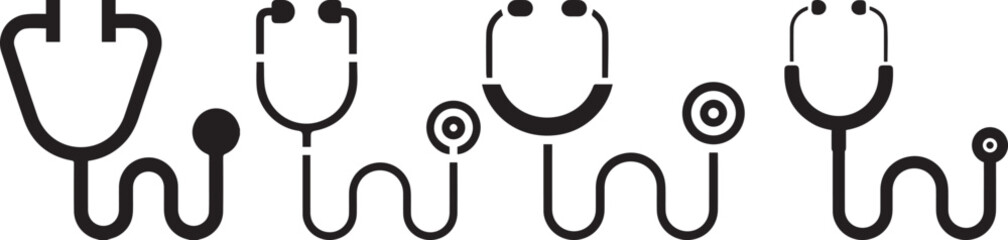 stethoscope medical device flat icon set. Stethoscope icon. Healthcare logo. Stethoscope Icon vector symbol for medical doctor and physician