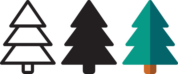Fototapeta premium hristmas tree line icon, decorated conifer outline vector sign. Christmas tree icon symbol vector