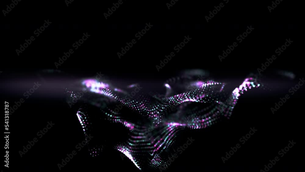 Poster particle flow futuristic animation wave of waves shapes loop