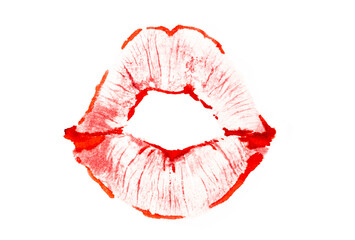 red lipstick kiss illustration isolated on a white background