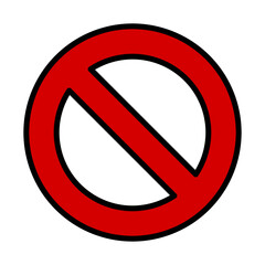 Red Round No Sign or General Prohibition Circle-Backslash Icon with Outline Contour. Vector Image.